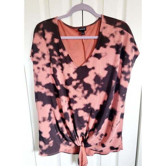Torrid Super Soft 1 Shirt Women Tie Dye Cupro Tie Front Knit Top 1X NEW - Picture 1 of 6